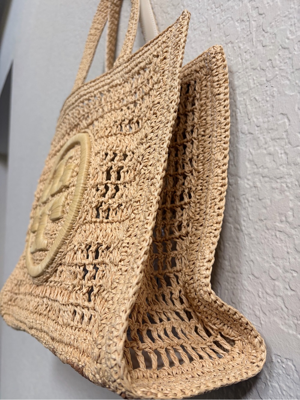 Tory Burch Natural Woven Raffia Tote-Flawed - Picture 4 of 8